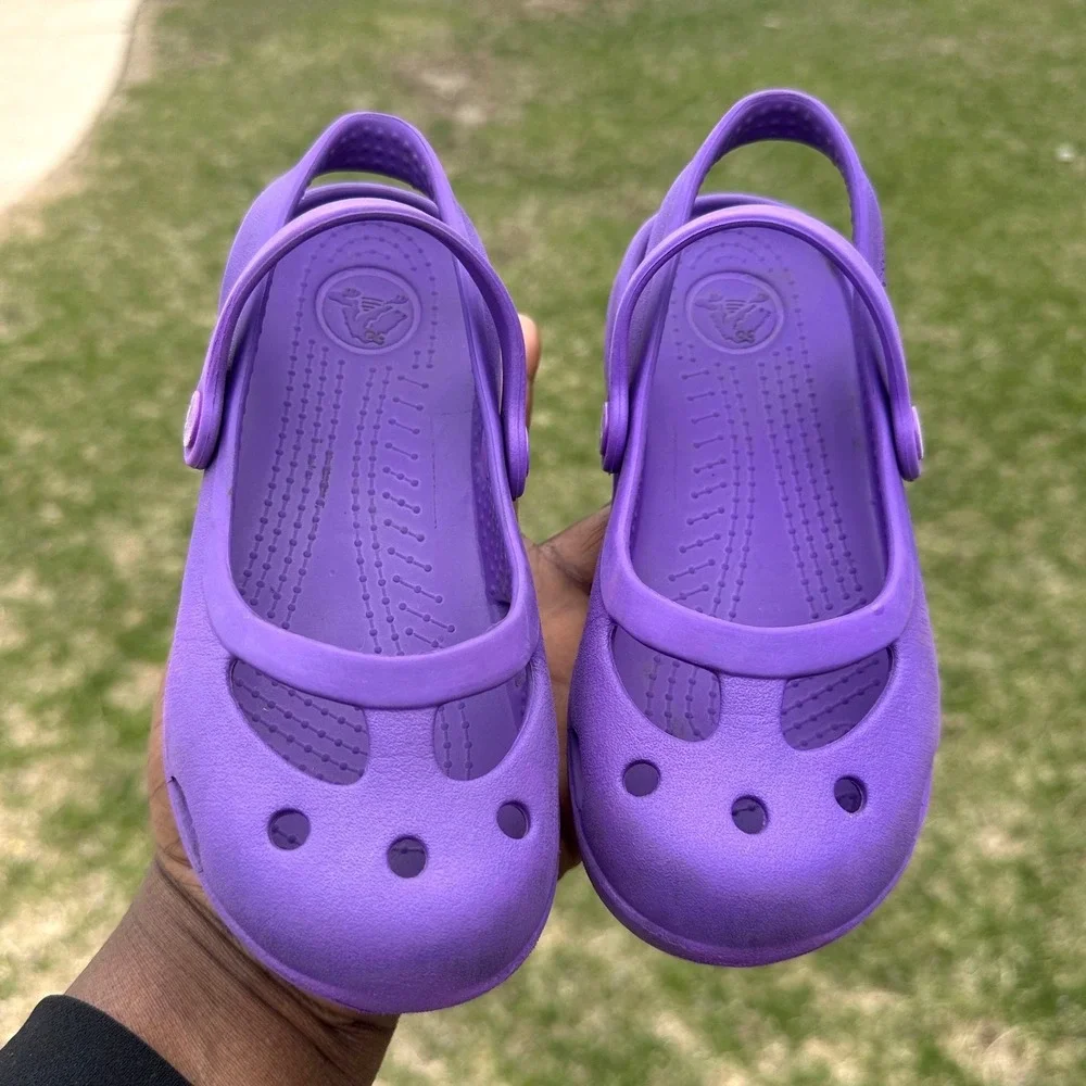 Crocs‎ Shayna Mary Jane Slingback Sandals Toddler Size 12 Purple Shoes